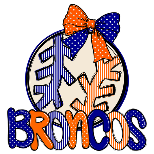 Broncos Baseball-Softball Spirit Design-Blue & Orange