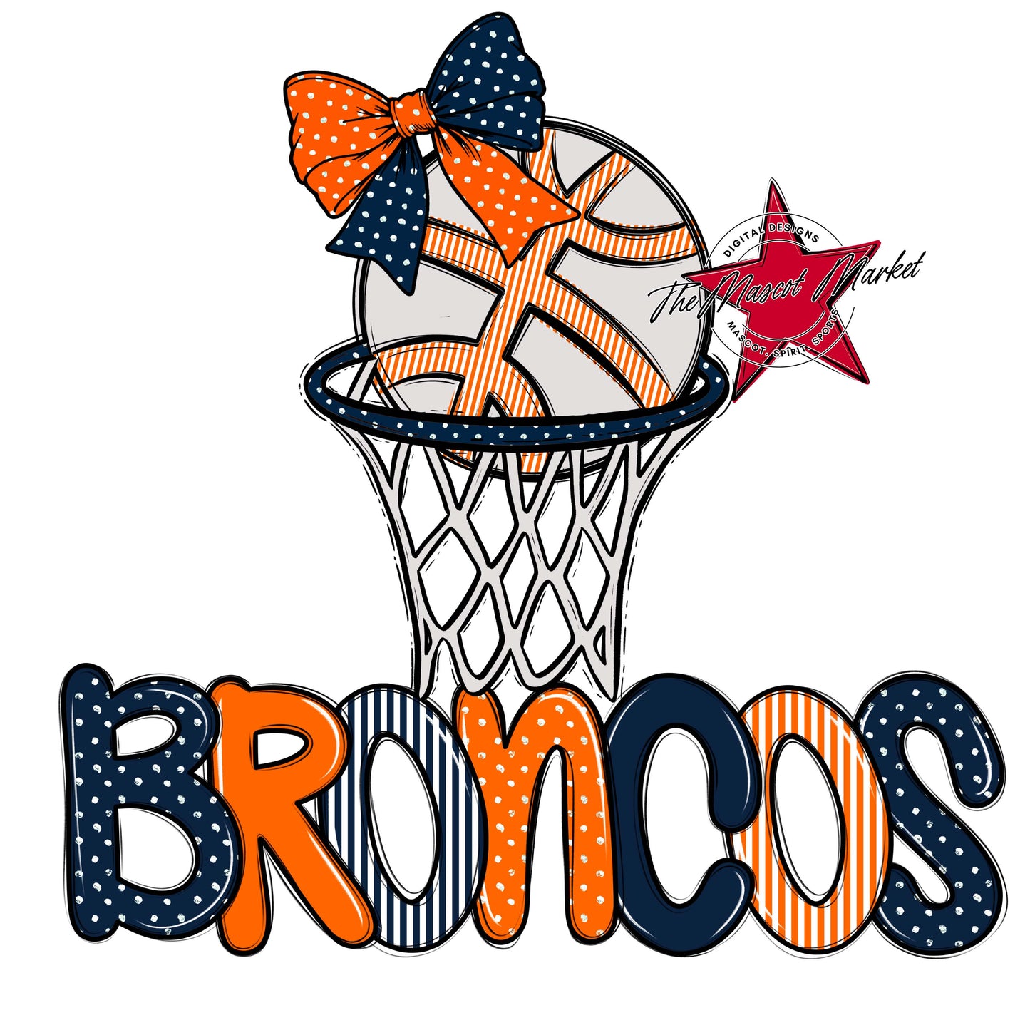 Broncos Basketball Spirit Design-Navy & Orange
