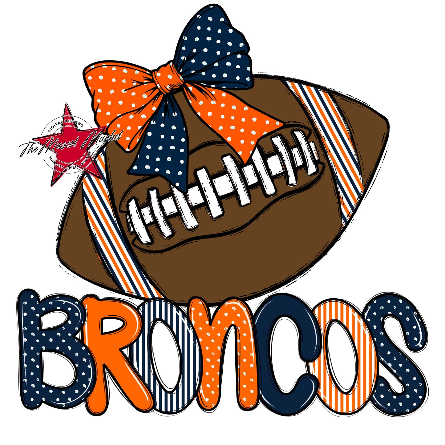 Broncos Football Spirit Design-Navy & Orange