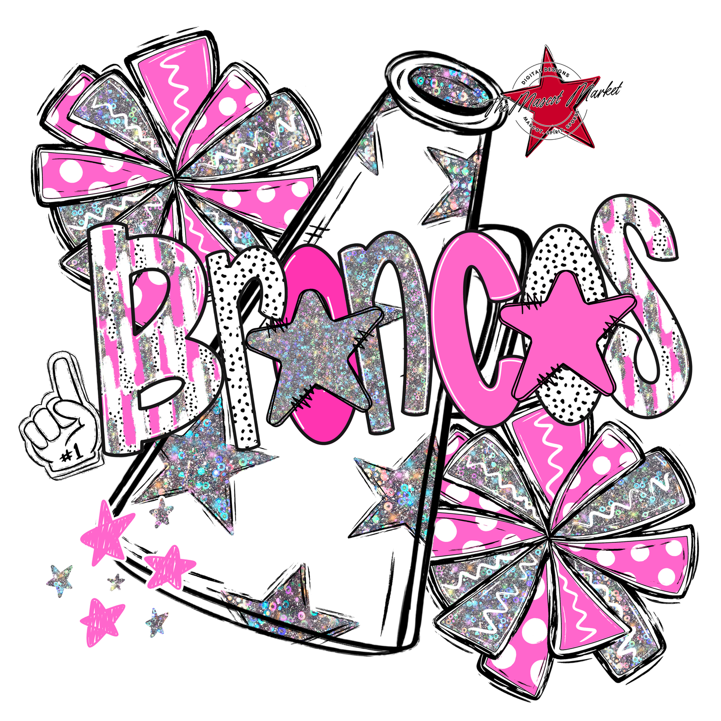 Broncos Alpha Megaphone Design-Baby Pink