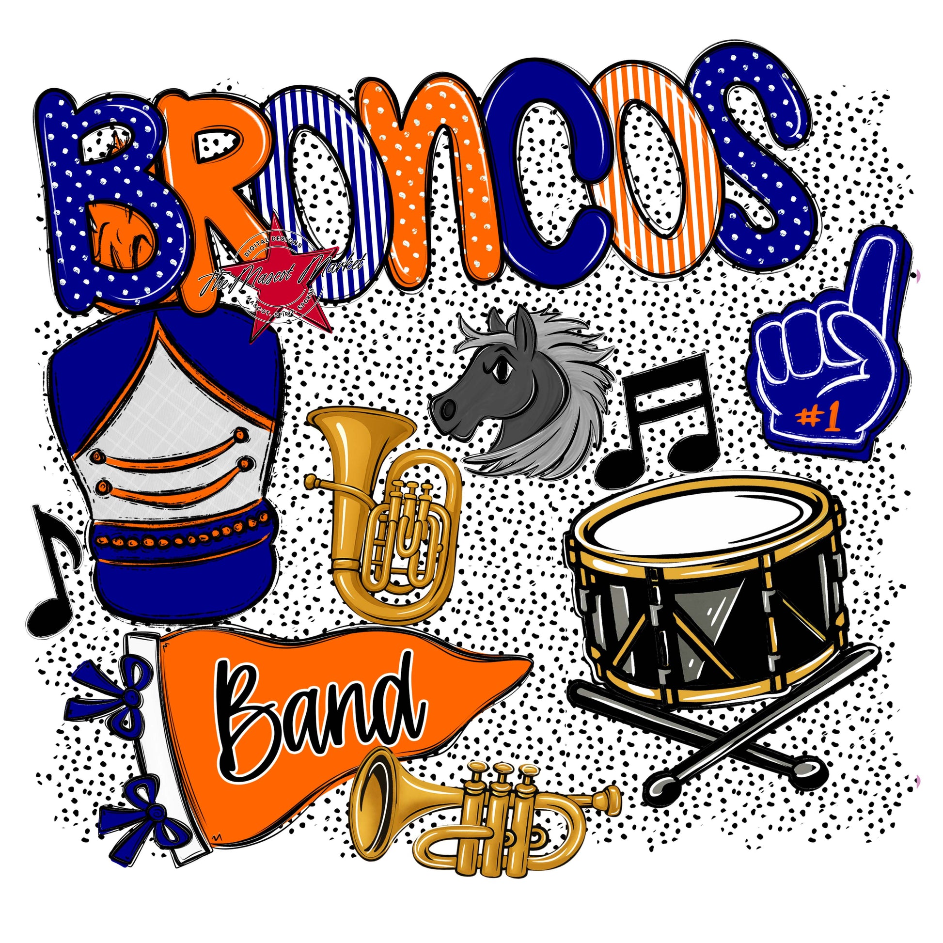 Broncos Band Spirit-Blue & Orange