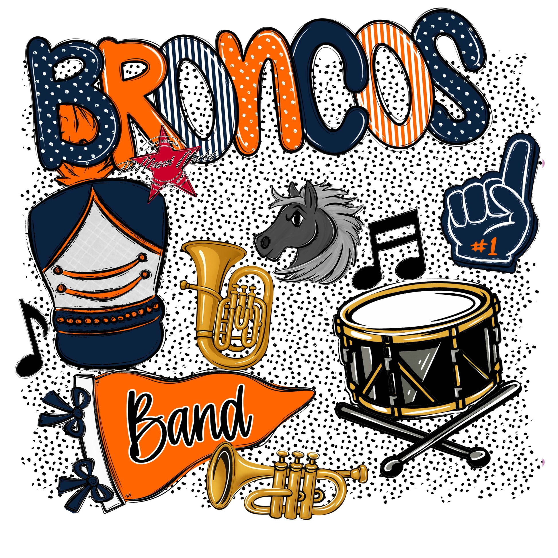 Broncos Band Spirit-Navy & Orange