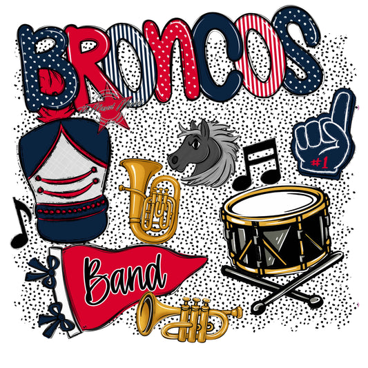 Broncos Band Spirit-Navy & Red