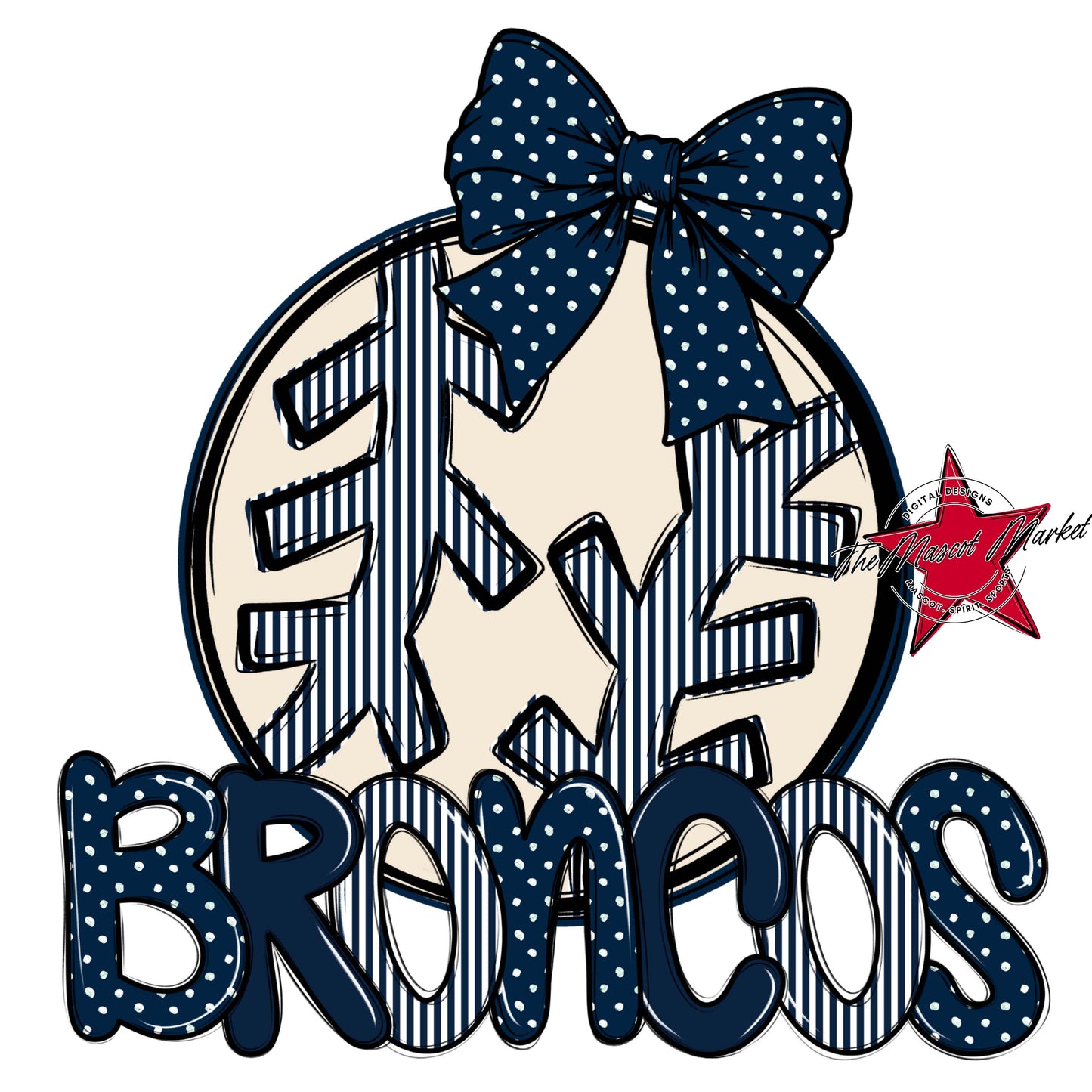 Broncos Baseball-Softball Spirit Design-Navy