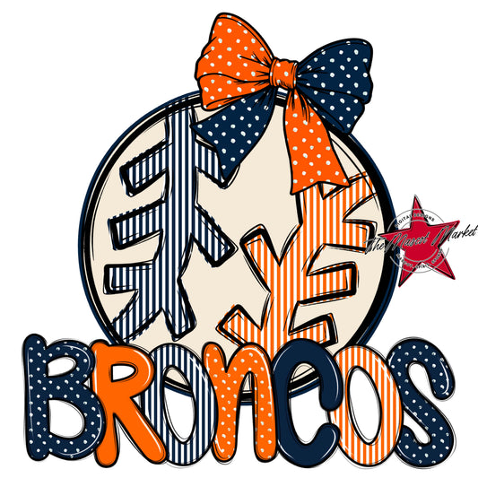Broncos Baseball-Softball Spirit Design-Navy & Orange