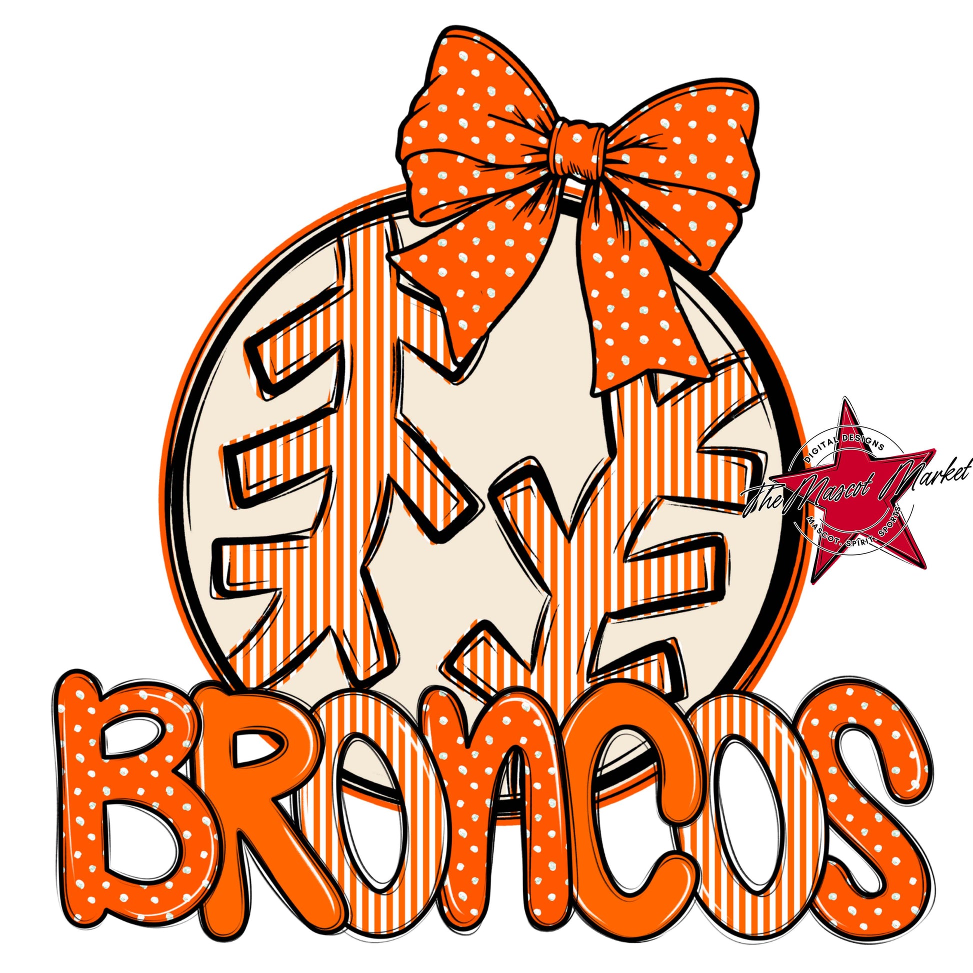Broncos Baseball-Softball Spirit Design-Orange