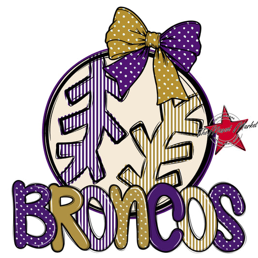 Broncos Baseball-Softball Spirit Design-Purple & Gold
