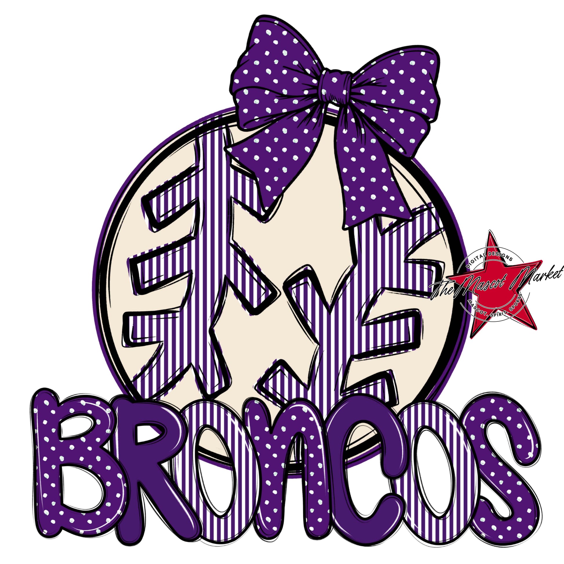 Broncos Baseball-Softball Spirit Design-Purple