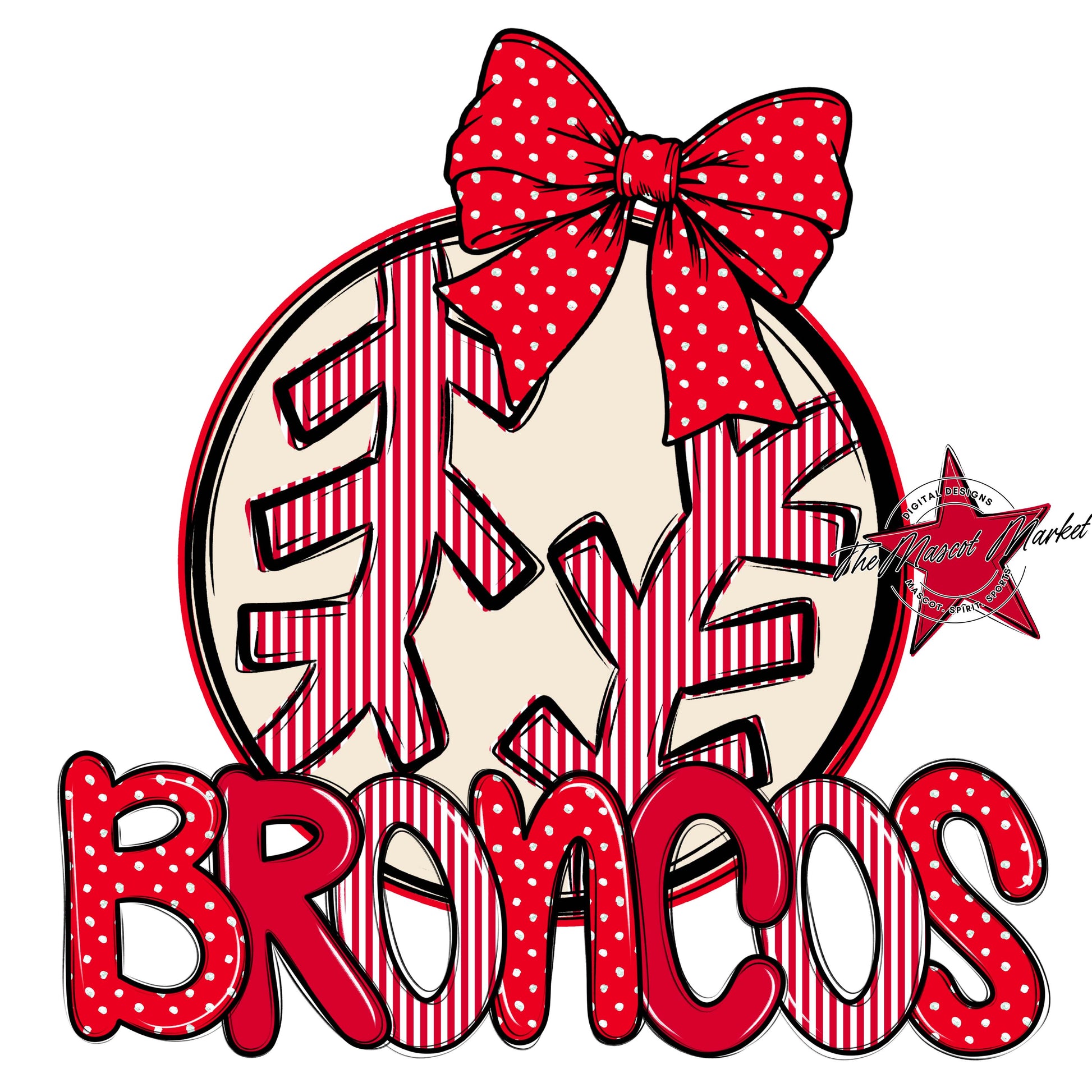 Broncos Baseball-Softball Spirit Design-Red