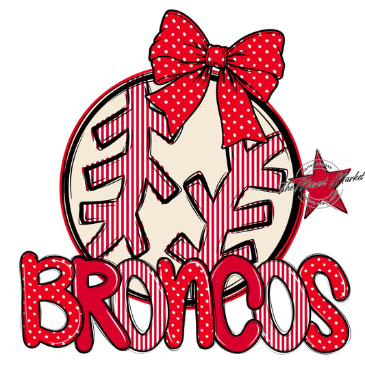 Broncos Baseball-Softball Spirit Design-Red