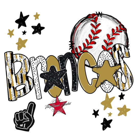 Broncos Baseball Scrape-Gold