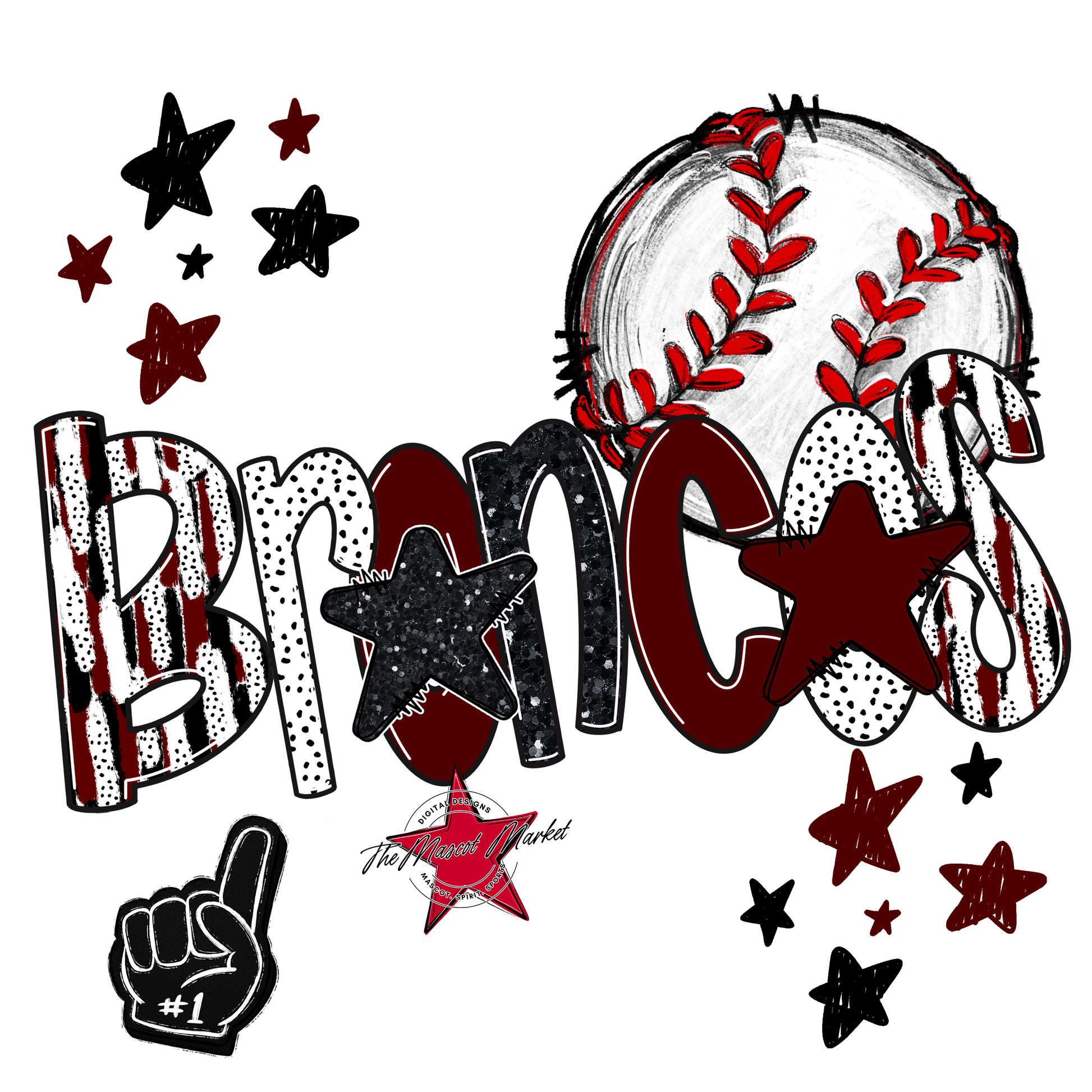 Broncos Baseball Scrape-Maroon