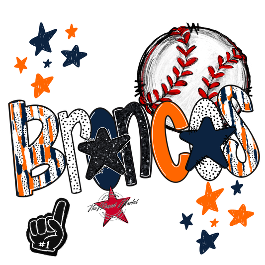 Broncos Baseball Scrape-Navy-Orange