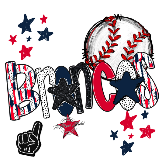 Broncos Baseball Scrape-Navy-Red