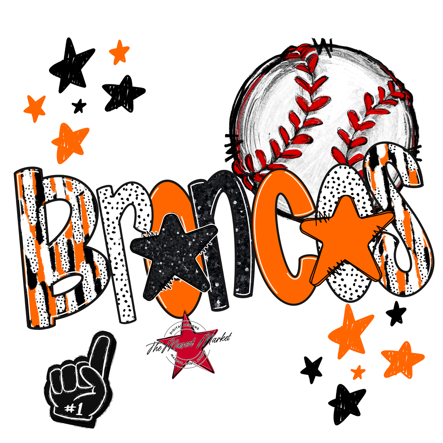 Broncos Baseball Scrape-Orange
