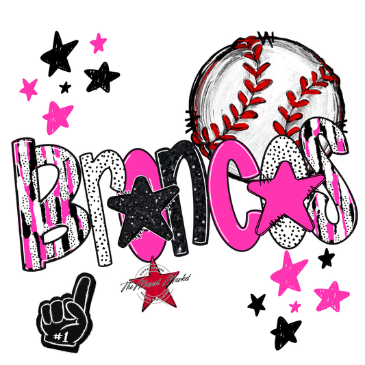 Broncos Baseball Scrape-Pink