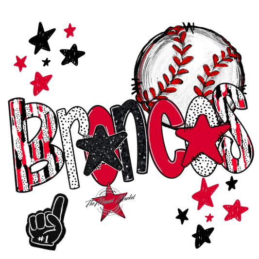 Broncos Baseball Scrape-Red