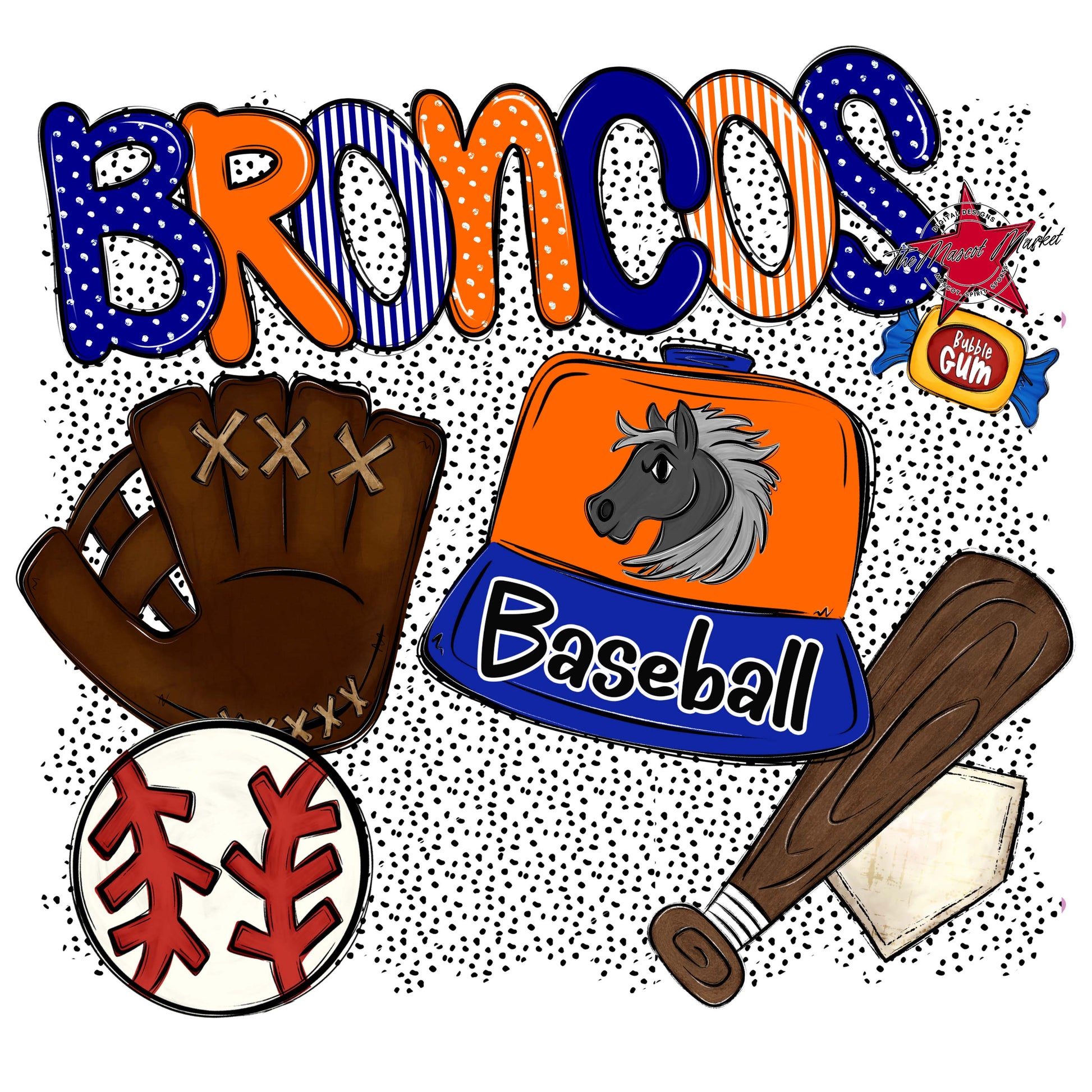 Broncos Baseball Spirit-Blue & Orange