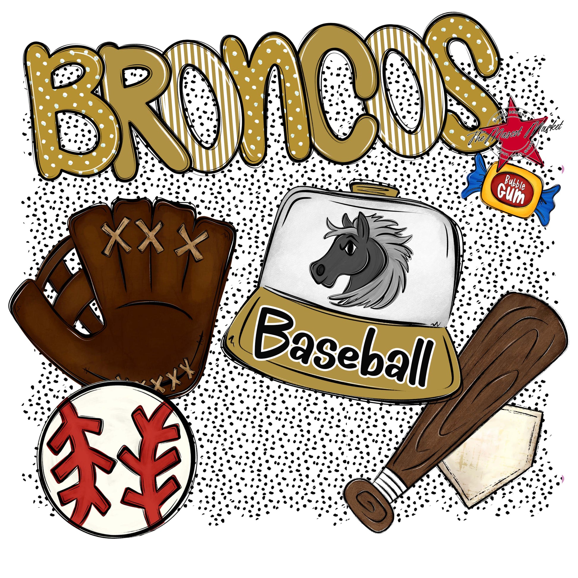 Broncos Baseball Spirit-Gold