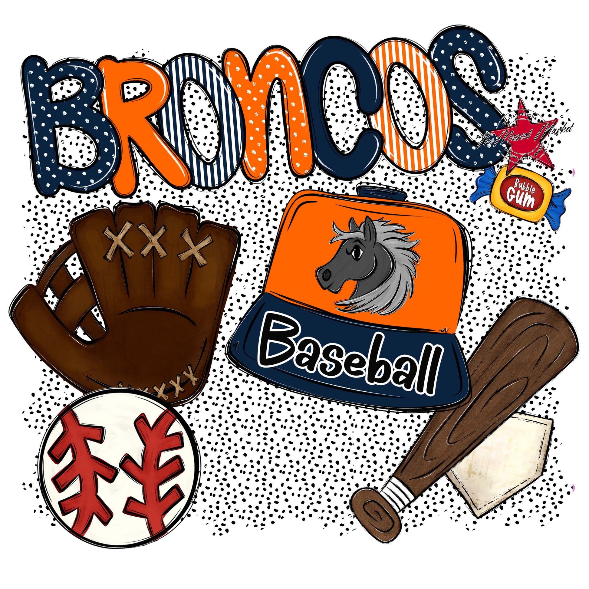 Broncos Baseball Spirit-Navy & Orange