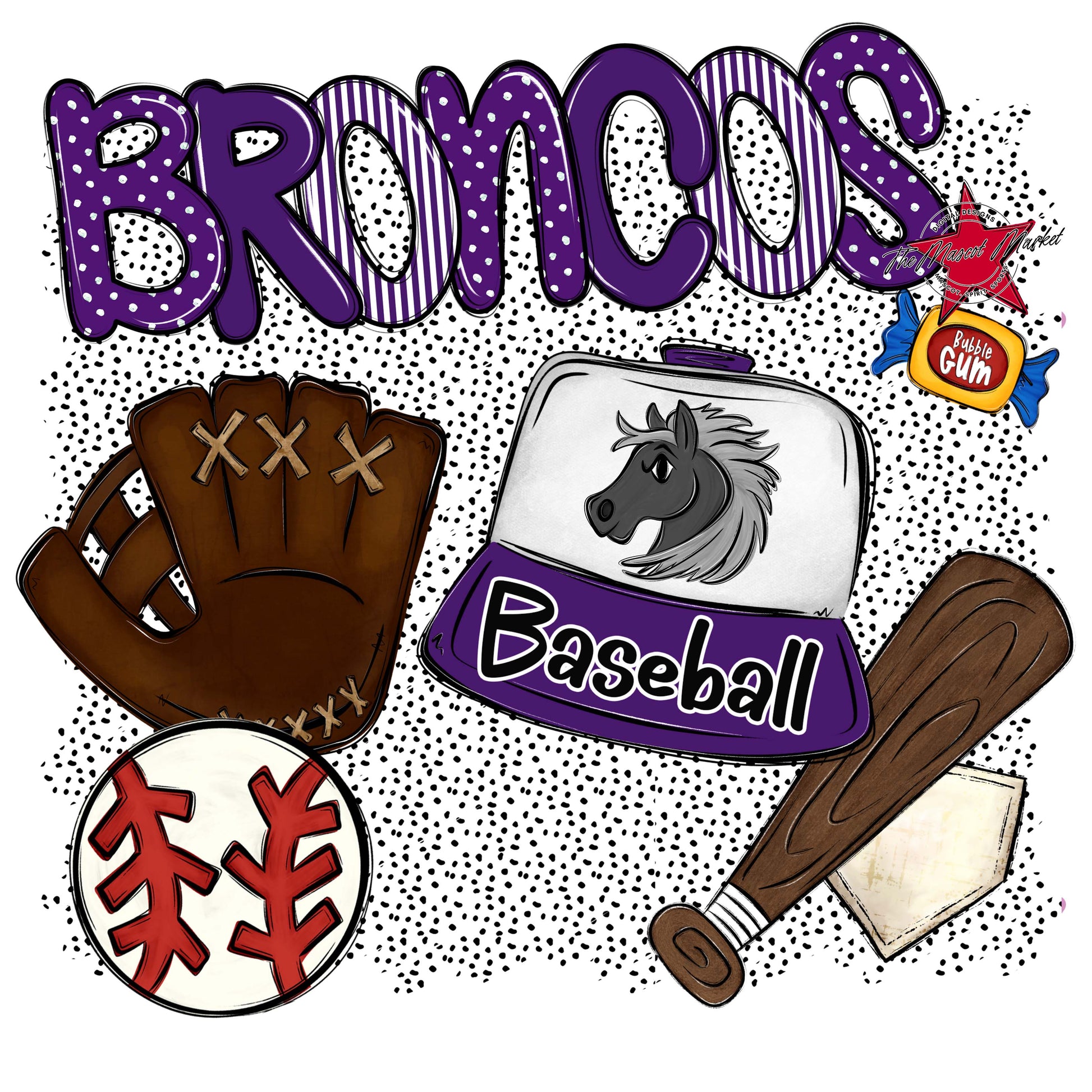 Broncos Baseball Spirit-Purple