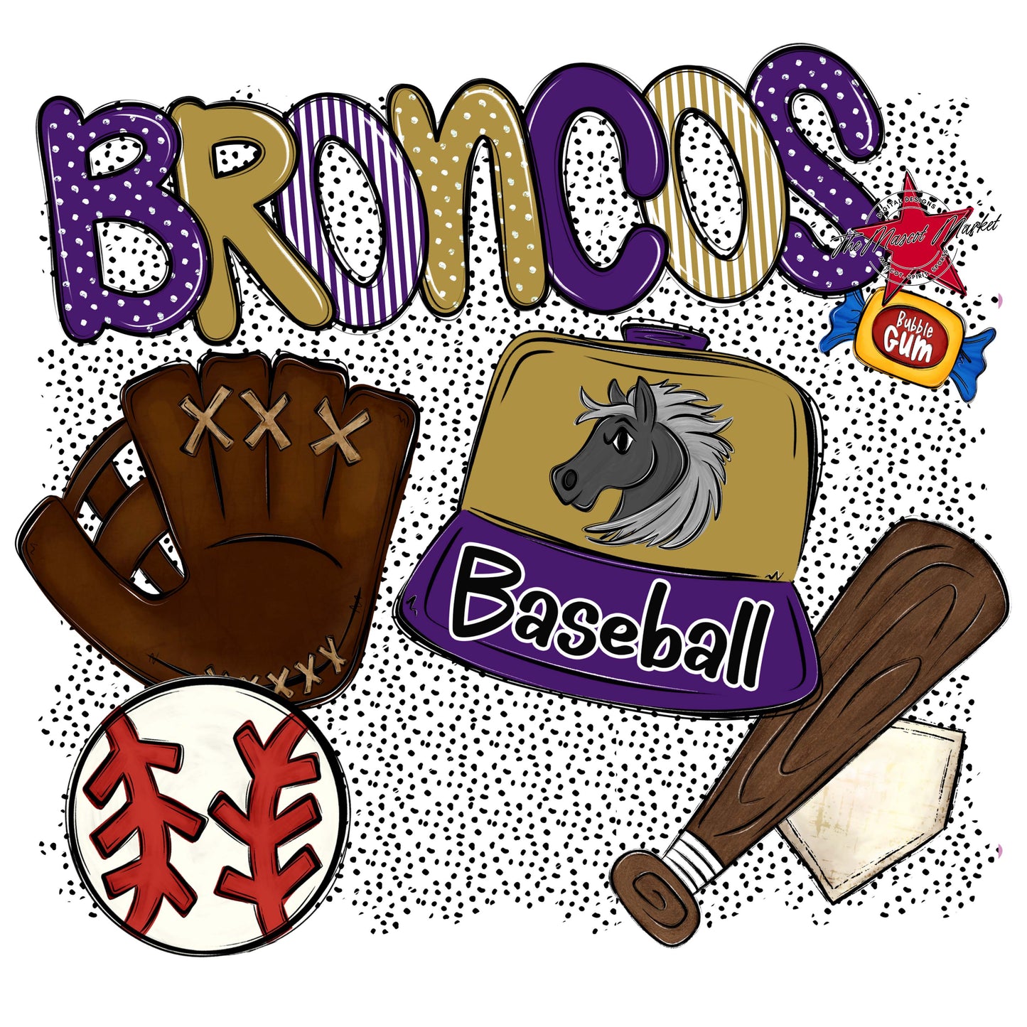 Broncos Baseball Spirit-Purple & Gold