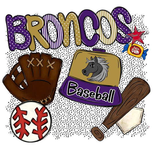 Broncos Baseball Spirit-Purple & Gold