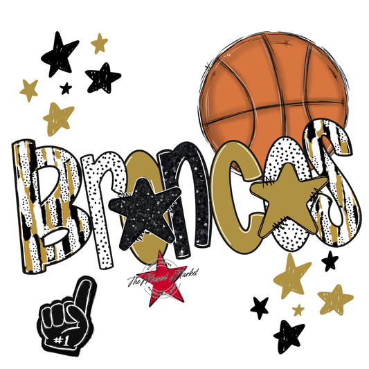 Broncos Basketball Scrape-Gold