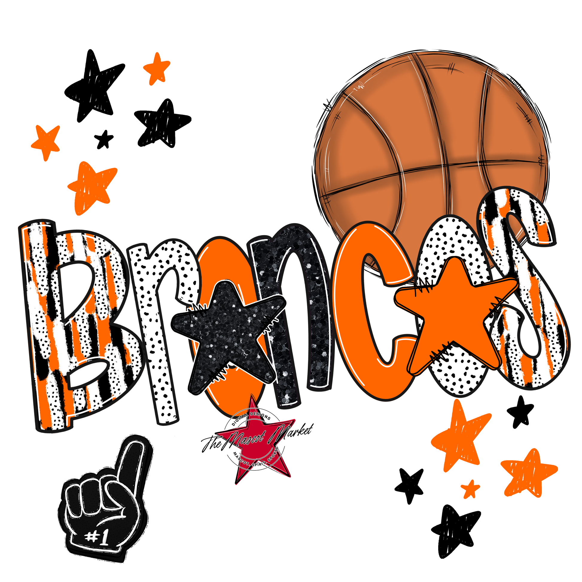 Broncos Basketball Scrape-Orange