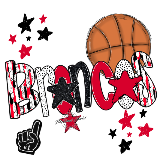 Broncos Basketball Scrape-Red