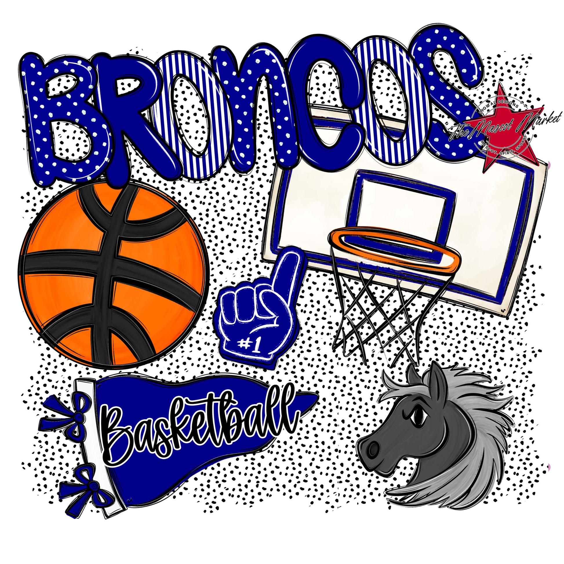 Broncos Basketball Spirit-Blue