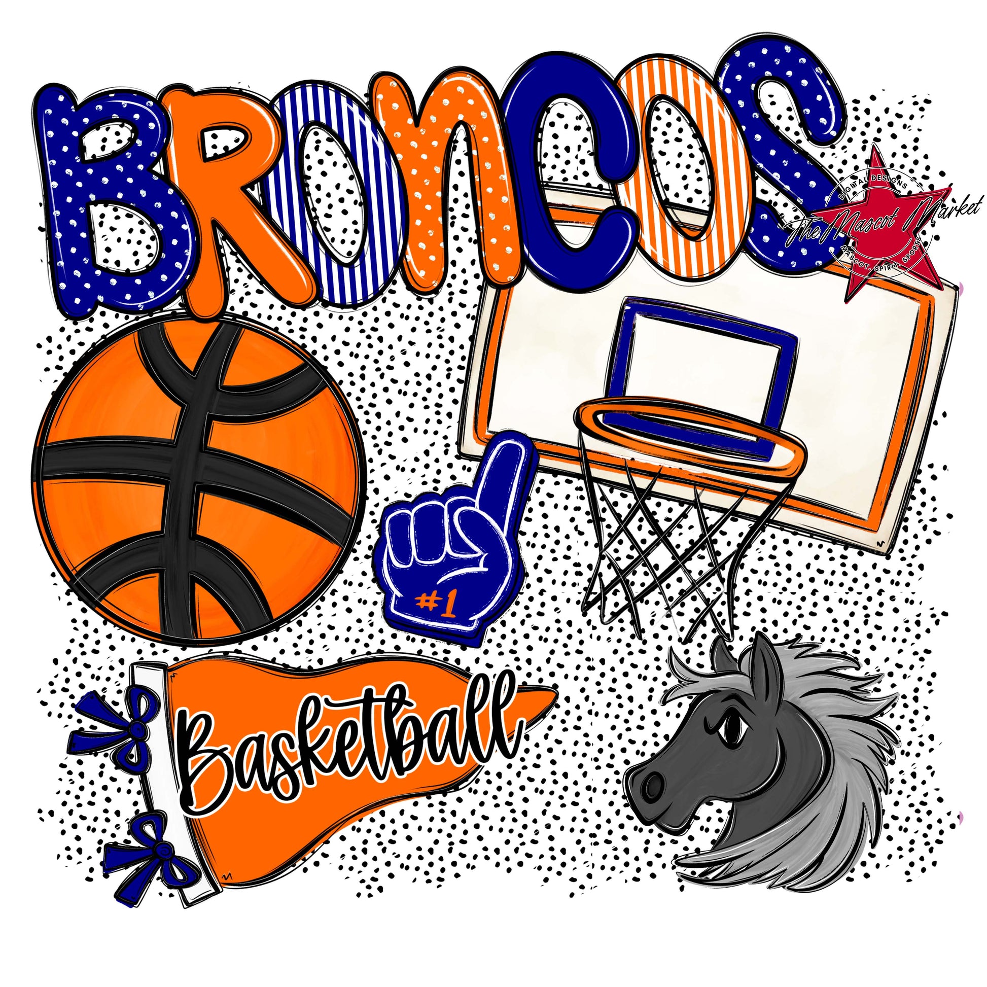 Broncos Basketball Spirit-Blue & Orange