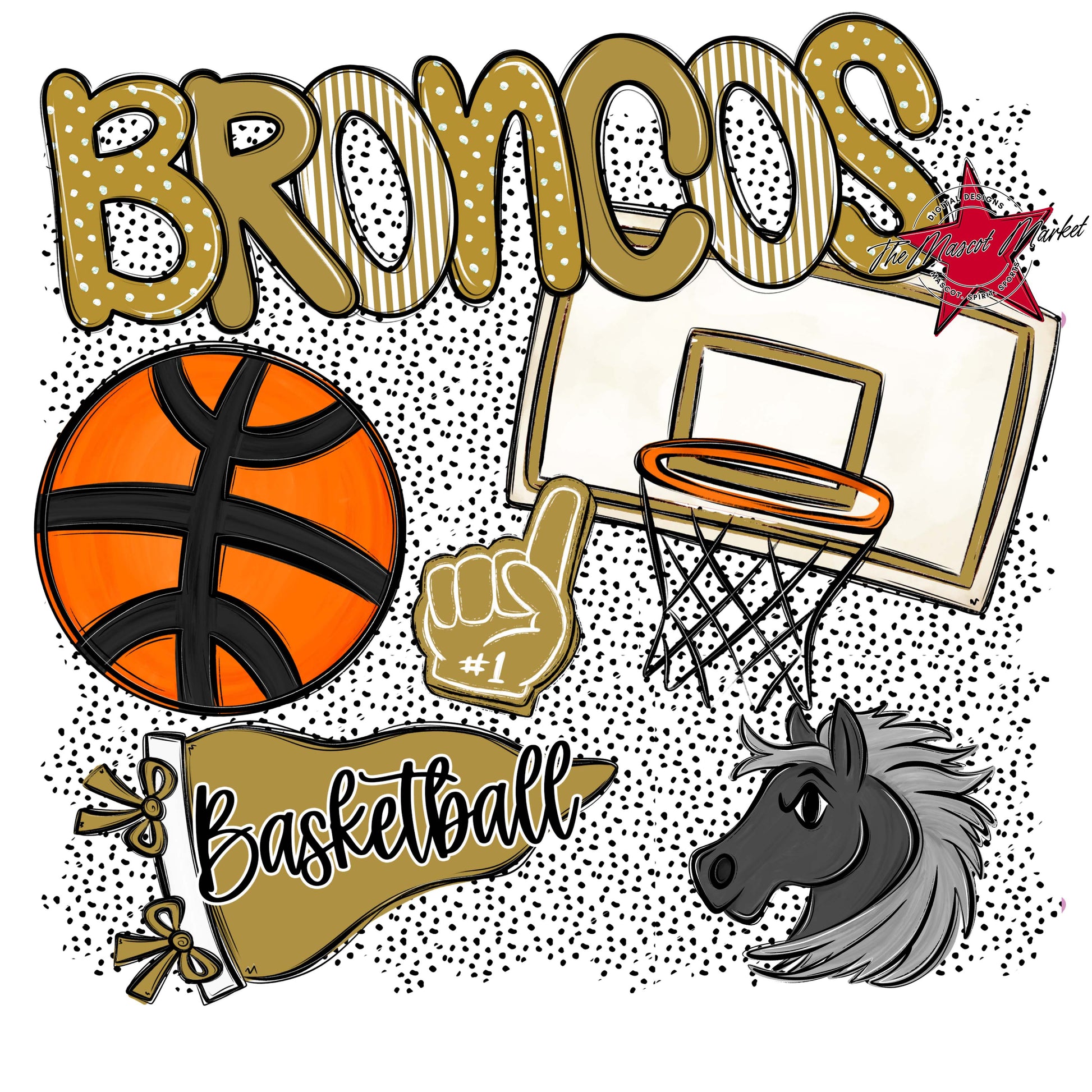 Broncos Basketball Spirit-Gold
