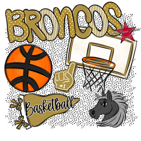 Broncos Basketball Spirit-Gold