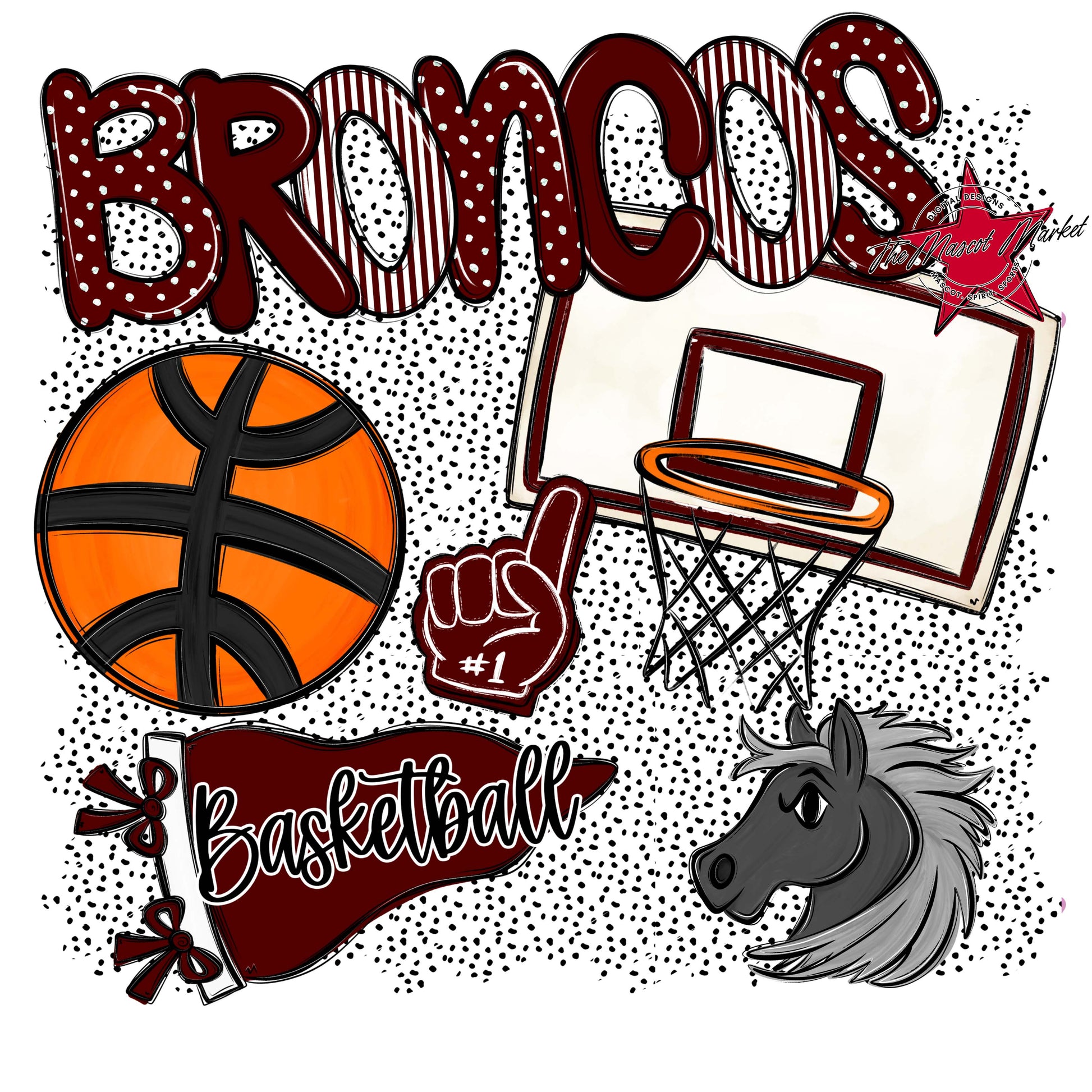 Broncos Basketball Spirit-Maroon