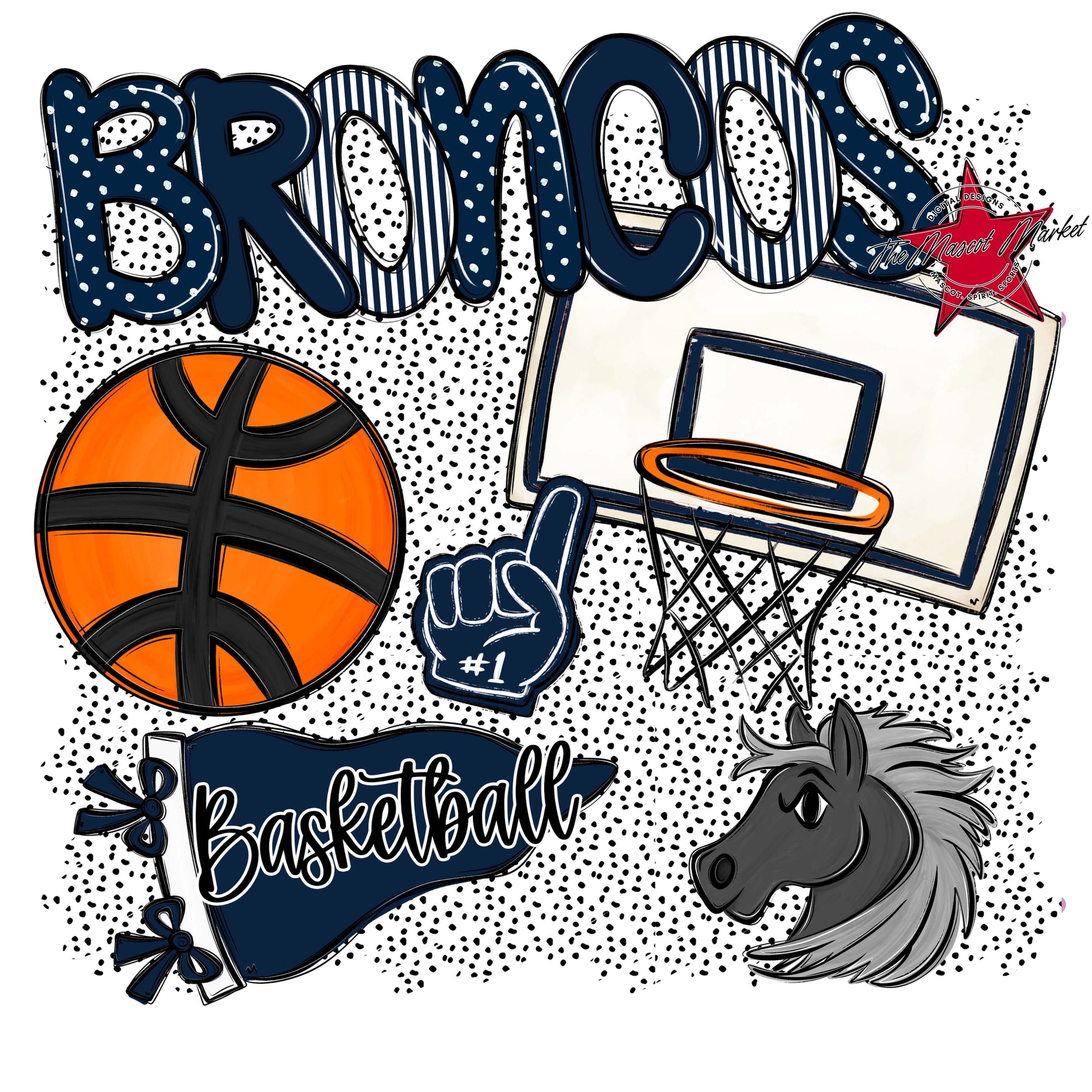 Broncos Basketball Spirit-Navy