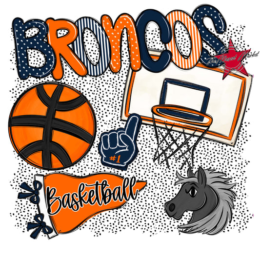 Broncos Basketball Spirit-Navy & Orange