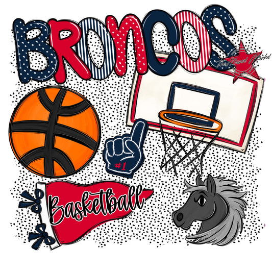 Broncos Basketball Spirit-Navy & Red