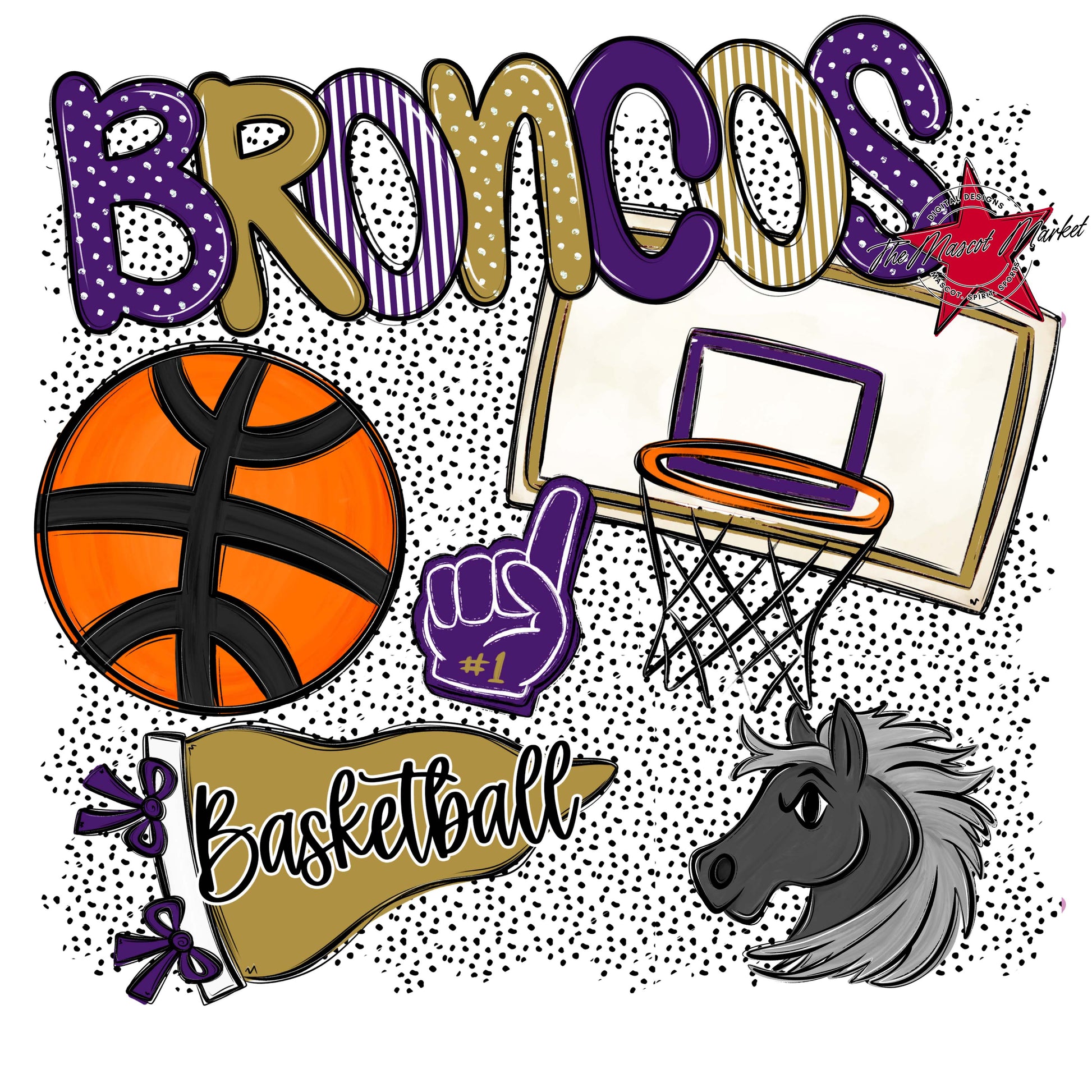 Broncos Basketball Spirit-Purple & Gold