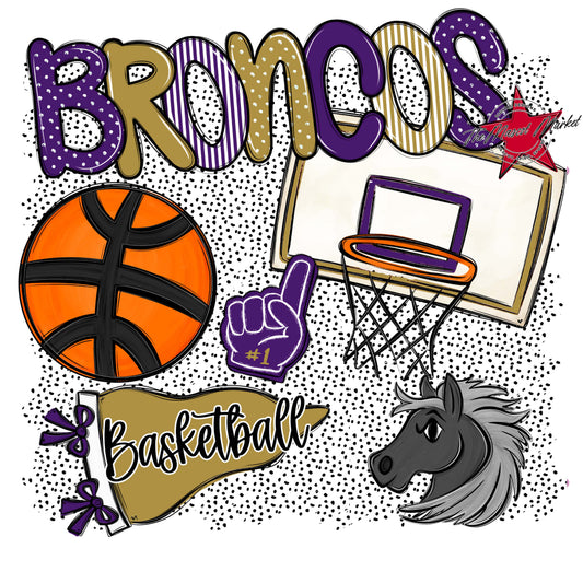 Broncos Basketball Spirit-Purple & Gold