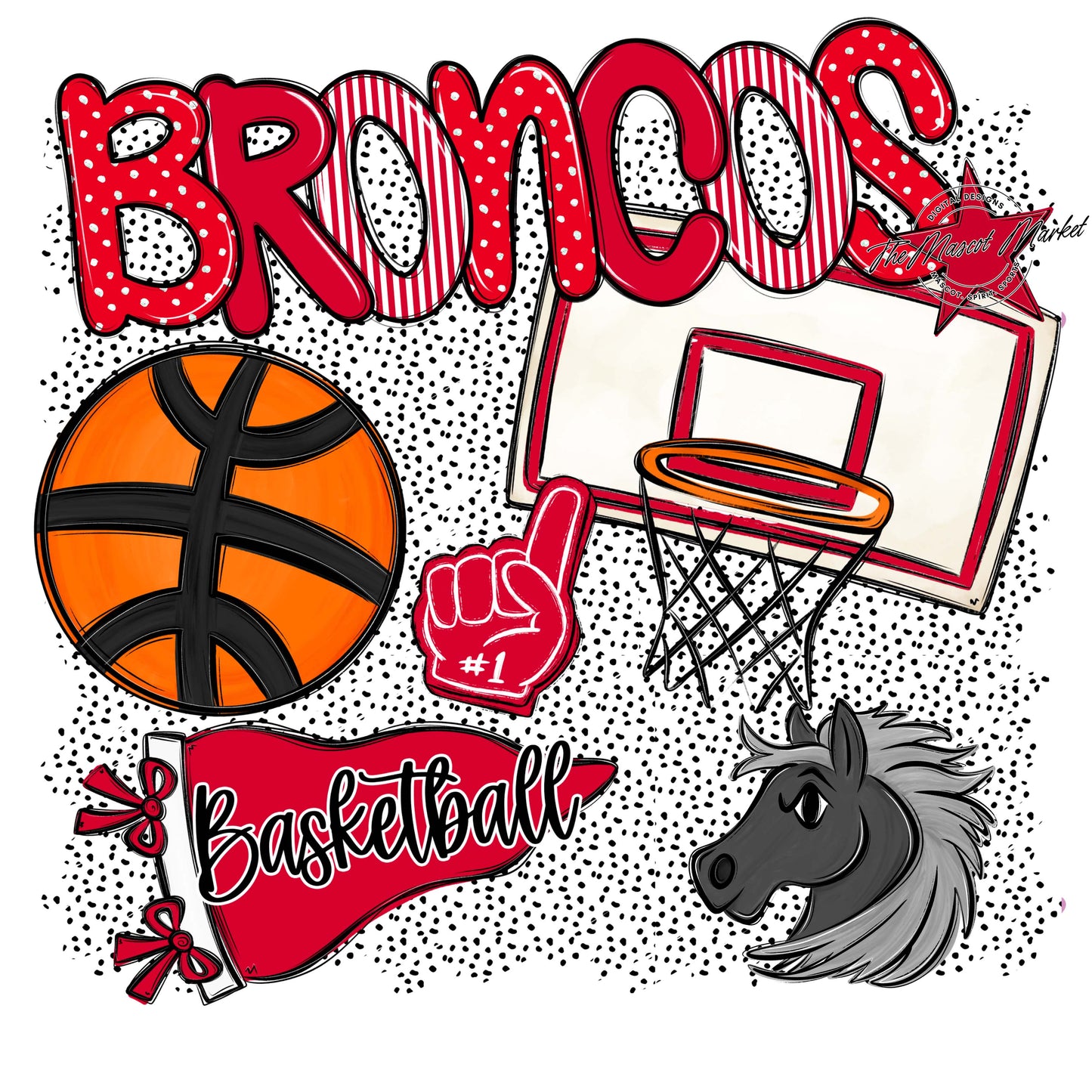 Broncos Basketball Spirit-Red