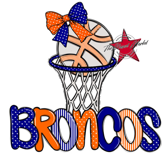 Broncos Basketball Spirit Design-Blue & Orange
