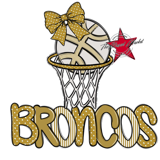 Broncos Basketball Spirit Design-Gold