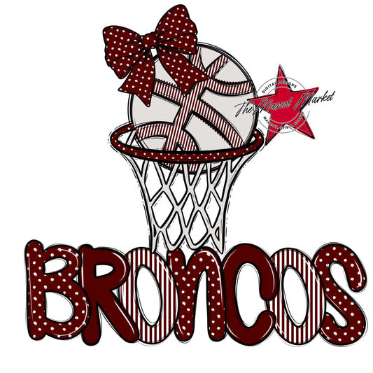 Broncos Basketball Spirit Design-Maroon