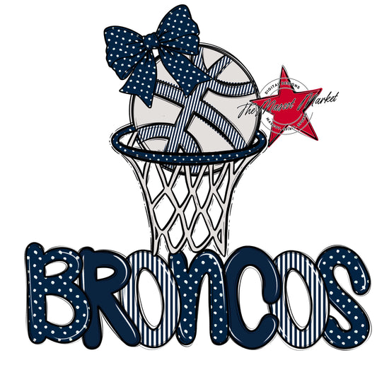 Broncos Basketball Spirit Design-Navy