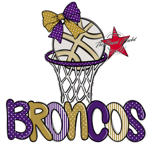 Broncos Basketball Spirit Design-Purple & Gold