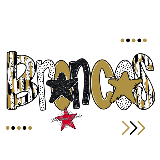 Broncos Brushstroke Alpha w Arrows-Gold