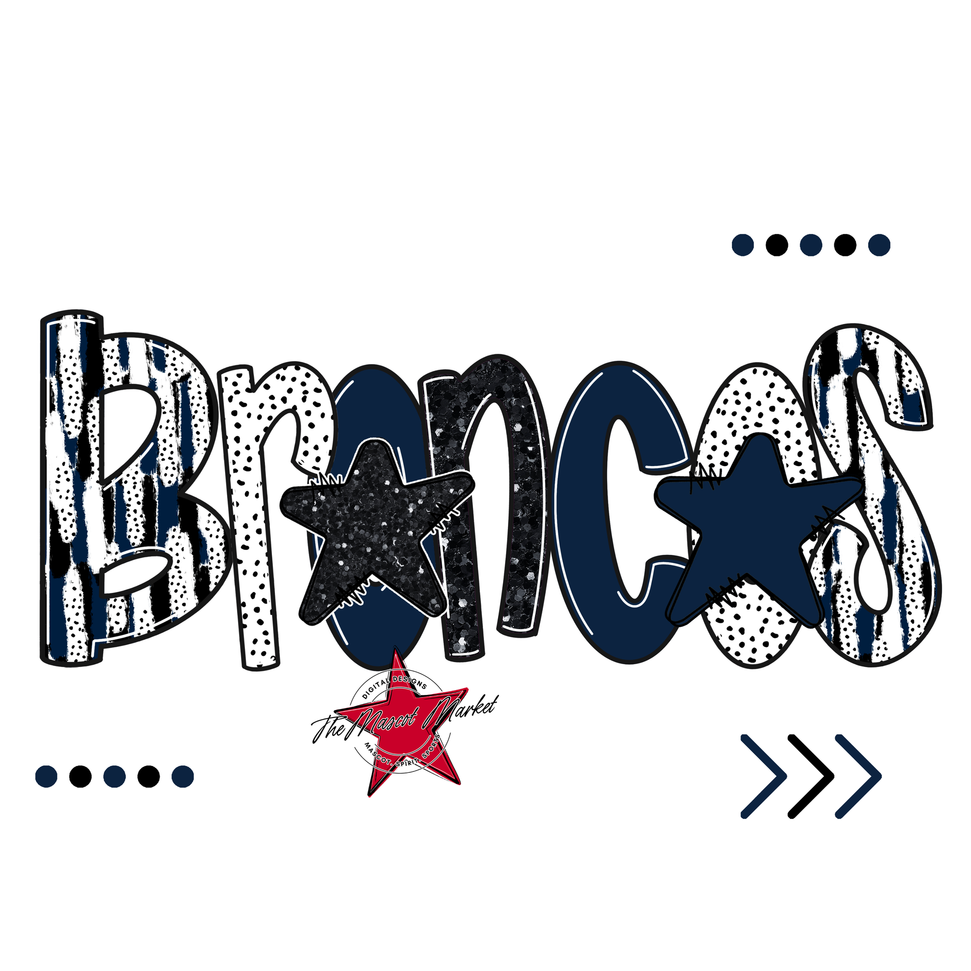 Broncos Brushstroke Alpha w Arrows-Navy