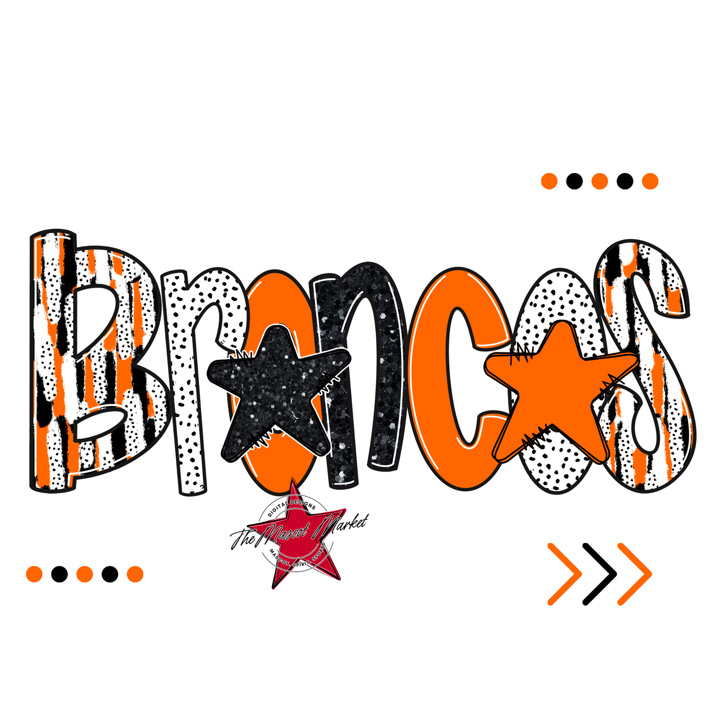 Broncos Brushstroke Alpha w Arrows-Orange