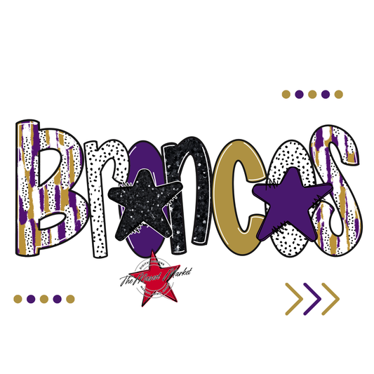 Broncos Brushstroke Alpha w Arrows-Purple-Gold